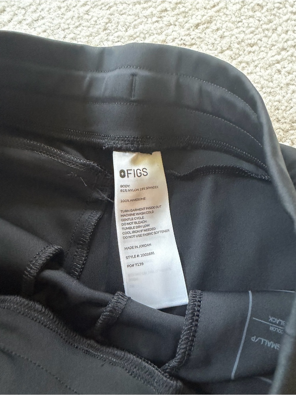 Figs Black Scrub Pants with Elastic Waistband - Picture 3 of 4